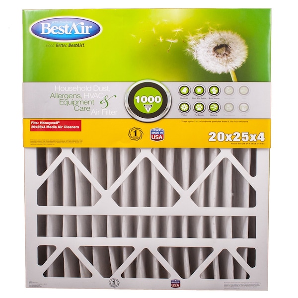 Bestair 20 in. W X 25 in. H X 4 in. D 8 MERV Pleated Air Filter 1 pk HW2025-8R - main